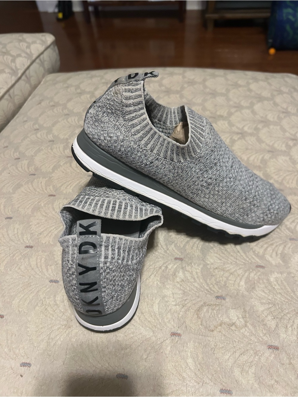 DKNY Grey Knit Slip-On Womens Sneakers